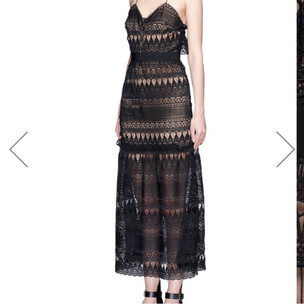 Self-Portrait Black Lace Maxi Dress